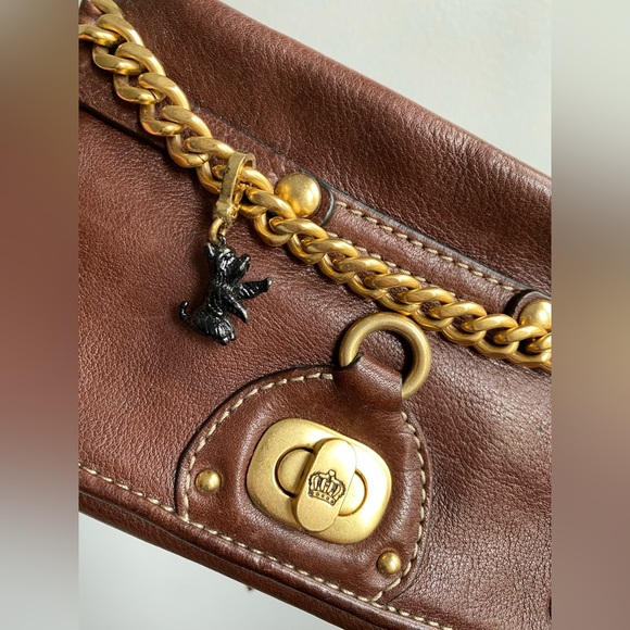 Juicy Couture Brown Leather Large Wristlet Mini Bag with Juicy Couture Dog Charm - Picture 3 of 10